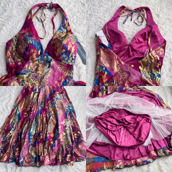 SOLD New Sue Wong beaded silk halter prom dress gown cocktail long pink Nocturne - Picture 6 of 13